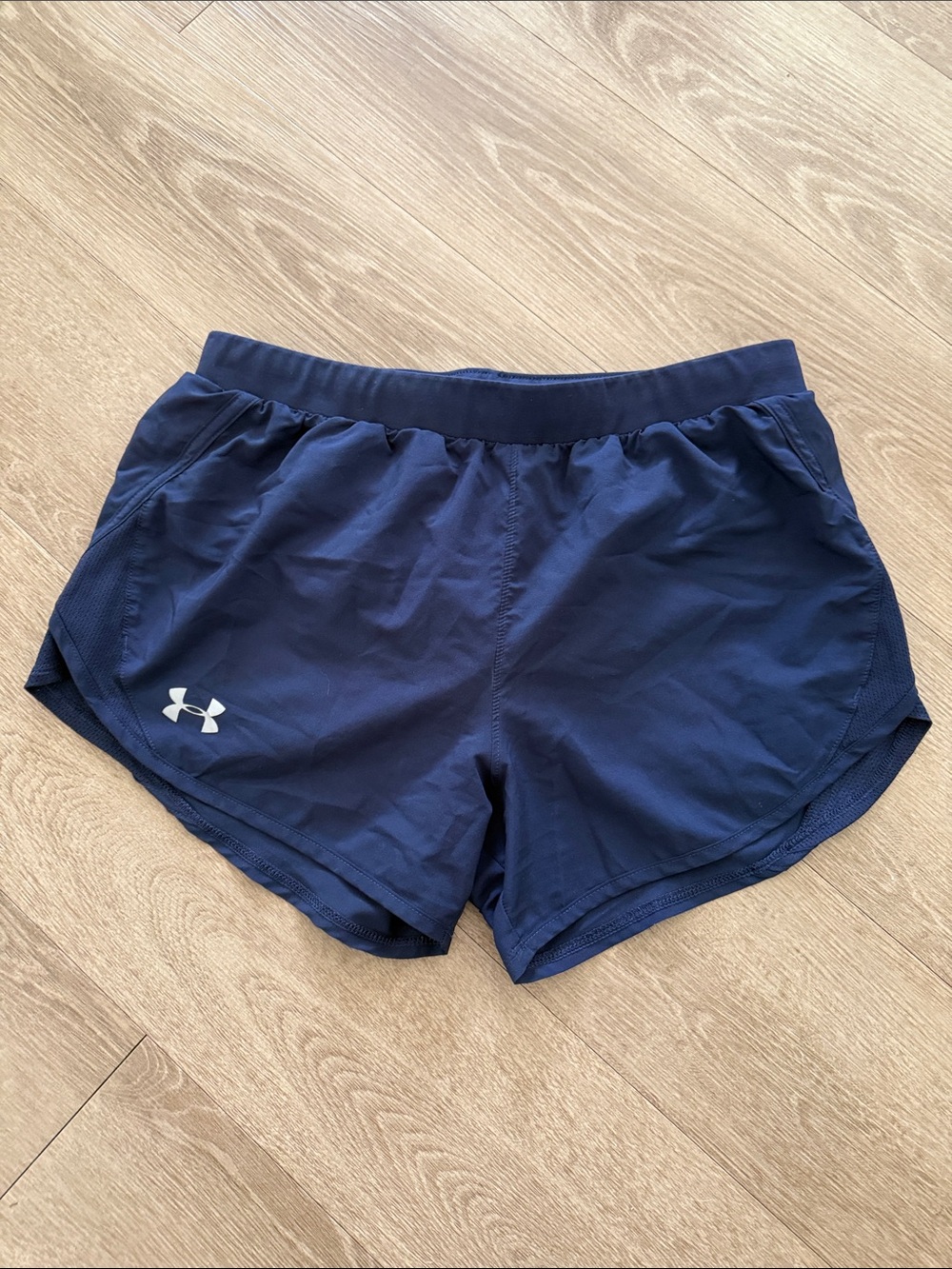 Under Armour Women's Dark Blue Running Shorts with Logo